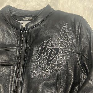 Harley Davidson Women’s Leather Jacket Affinity Wings Zip Out Liner Size Small